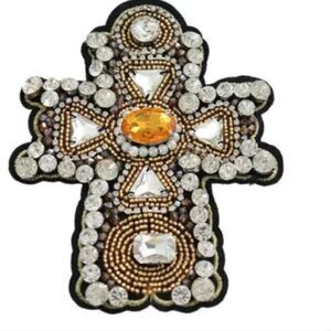 NWOT Sew on Rhinestone Cross Applique